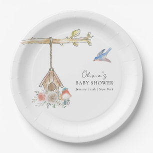 Minimalist Hatching Soon Bird Nest Baby Shower Paper Plate