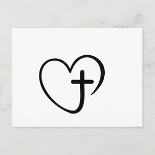 Minimalist Heart and Cross Faith Design Postcard