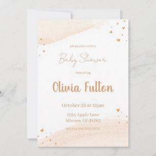 Minimalist Heart Baby Shower Invitation – Blush