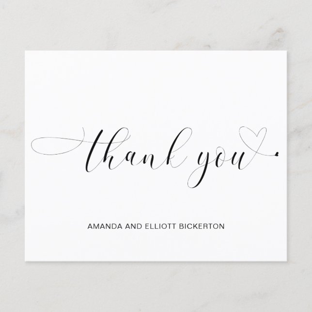 Minimalist Heart Budget Wedding Thank You Card (Front)