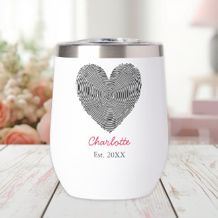 Minimalist Heart Fingerprint Personalized Name 