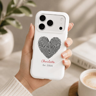 Minimalist Heart Fingerprint Personalized Name