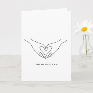 Minimalist Heart Hands Save the Date Card