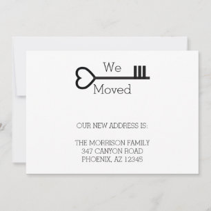 Minimalist Heart House Key New Address Moving Announcement