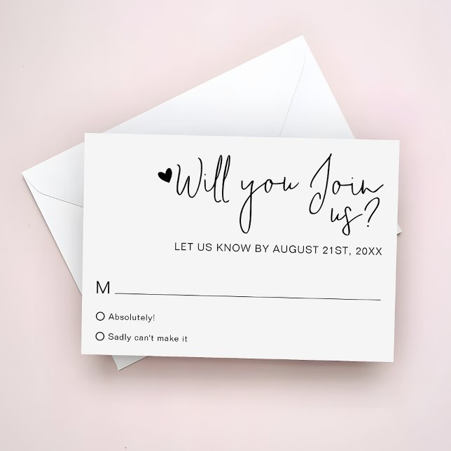 Minimalist Heart Script Contemporary Wedding RSVP (Créateur téléchargé)
