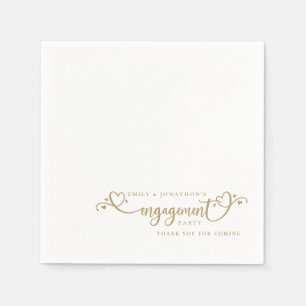 Minimalist Heart Script Names Engagement Napkin