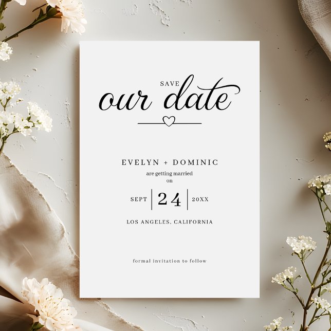 Minimalist Heart Typography Elegant Wedding Save The Date (Creator Uploaded)