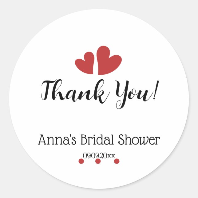 Minimalist Heart Wedding Bridal Shower sticker (Front)