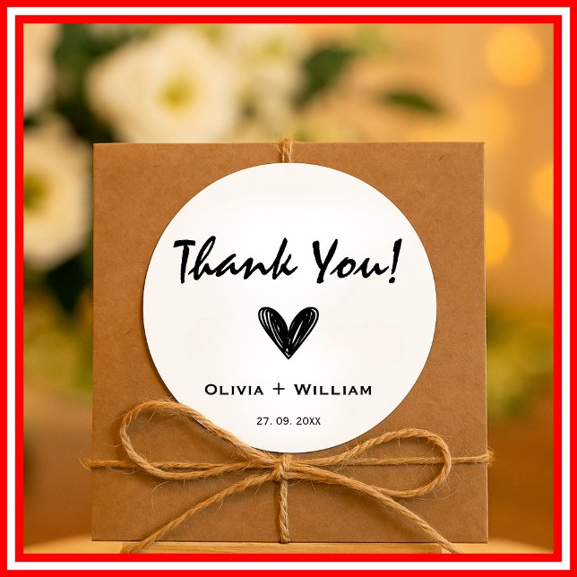 Minimalist Heart | Wedding Classic Round Sticker (Creator Uploaded)