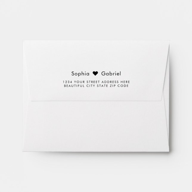 Minimalist Heart Wedding Invitation Envelope (Back (Top Flap))