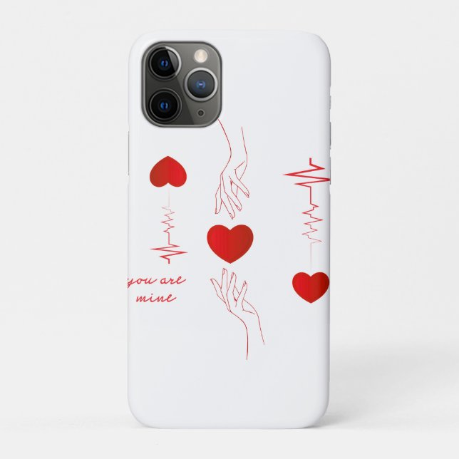 Minimalist Heartbeat and Hands Love Mug – Romantic Case-Mate iPhone Case (Back)