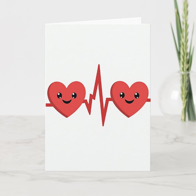 Minimalist Hearts Beat Card (Front)