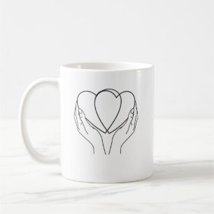 Minimalist Hearts & Hands Line Art Mug
