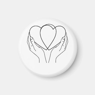 Minimalist Hearts & Hands Line Art Pillow Magnet