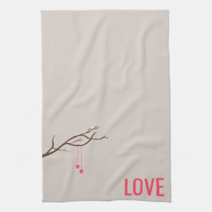 Minimalist Hearts in a Tree Valentine's design Kitchen Towel