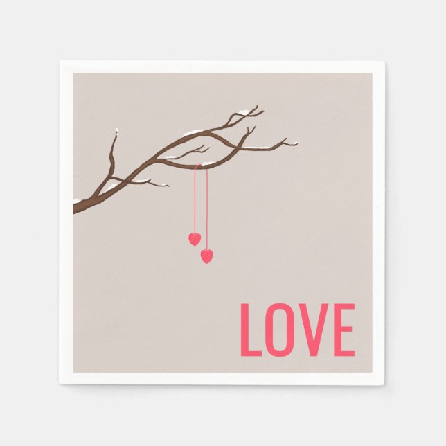 Minimalist Hearts in a Tree Valentine's design Napkin (Front)