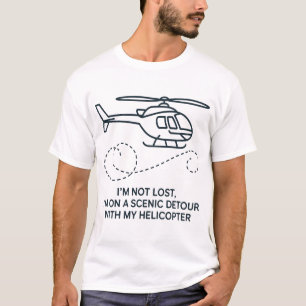 Minimalist Helicopter Line Art  T-Shirt