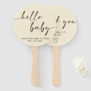 Minimalist Hello Baby Baby Shower Hand Fan