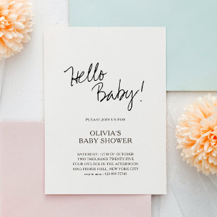 Minimalist Hello Baby Baby Shower Invitation