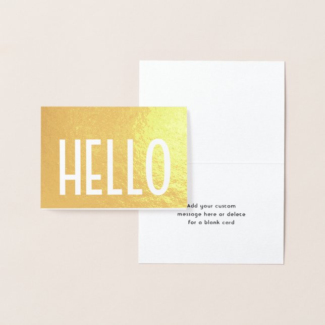 Minimalist Hello Simple Modern Glam Folded Note Foil Card (Display)