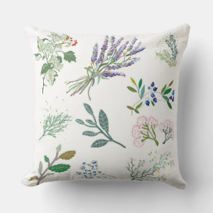 Minimalist herbs and plans herbal medicine graphic throw pillow