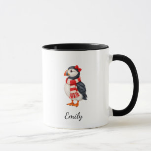 Minimalist Hers Matching Puffin Christmas Mug