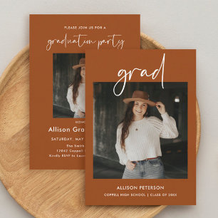 Minimalist High School Graduation Party Photo Invitation