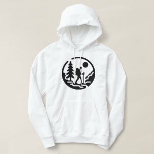 Minimalist Hiker Silhouette with Nature Scene Hoodie
