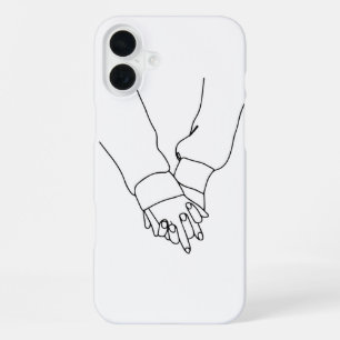 Minimalist Holding Hands Line Art iPhone Case - Ro