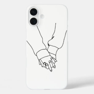 Minimalist Holding Hands Line Art iPhone Case - Ro