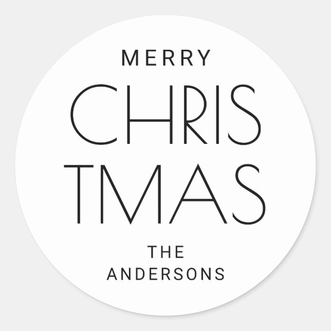 Minimalist Holiday | Modern Typography Christmas Classic Round Sticker (Front)
