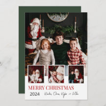 Minimalist Holiday Photo Card With 4 Photos