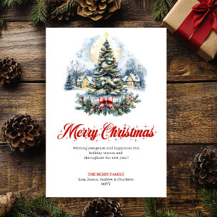 Minimalist holiday scene Christmas greeting card