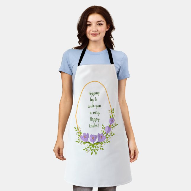 Minimalist  holiday wreaths  Crocus flowers Easter Apron (Worn)
