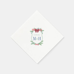 Minimalist Holidays Crest Christmas Wedding Shower Napkin