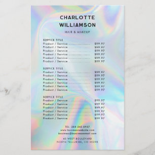 Minimalist Holographic Business Price List Flyer