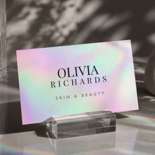 Minimalist Holographic Esthetician Business Card