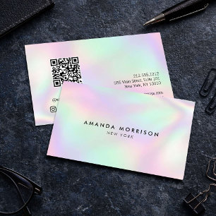 Minimalist Holographic QR Code Social Media Business Card