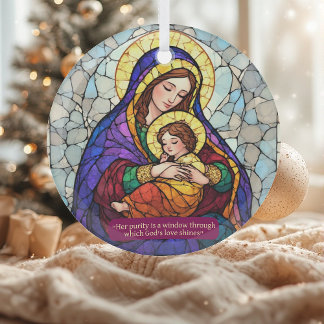 Minimalist Holy Mother & Child Vintage Minimalist Glass Ornament