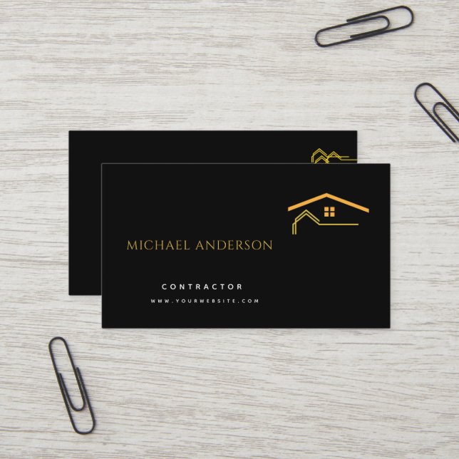 Minimalist Home Building Construction Luxe Busines Business Card (Front/Back In Situ)