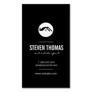 Minimalist Home Icon / Black White Magnetic Business Card