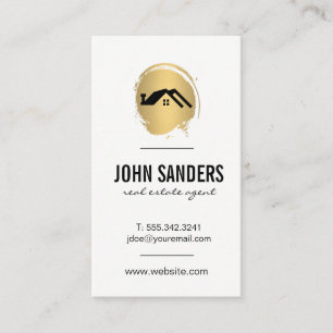 Minimalist Home Icon / Gold Brushed Business Card