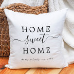 Minimalist Home Sweet Home Housewarming Throw Pillow<br><div class="desc">This minimalist home sweet home housewarming throw pillow is perfect as simple home decor. The modern romantic design features classic black and white typography paired with a rustic yet elegant calligraphy with vintage hand lettered style. Customizable in any colour. Keep the design simple and elegant, as is, or personalize it...</div>