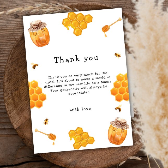 Minimalist Honey bee Frame Baby Shower  Thank You Card (Minimalist Honey bee Frame Baby Shower Thank You Card)