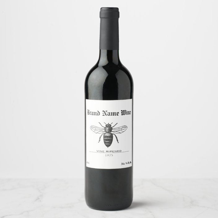 Minimalist Honey Bee Sweet Wasp Vine Ripened Wine Label Zazzle.ca