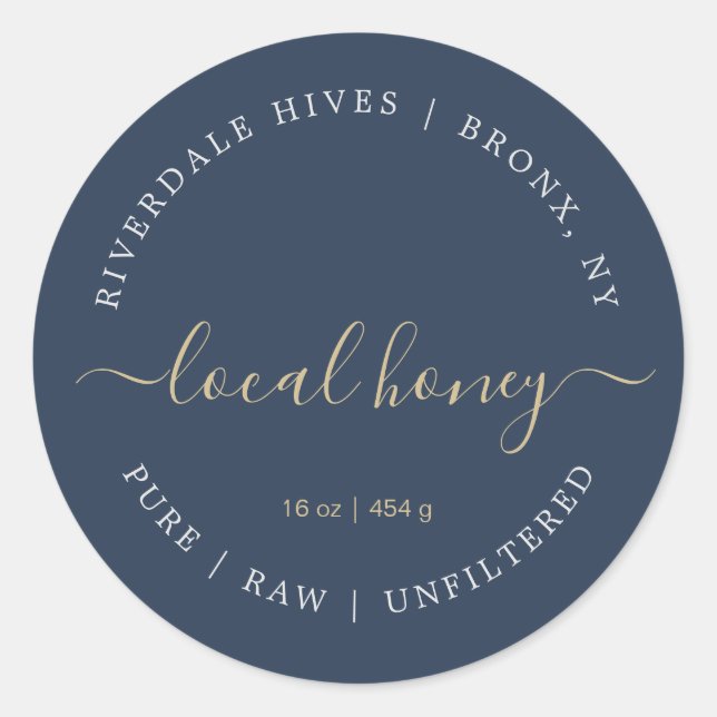 Minimalist Honey Label Pure Raw Local (Front)