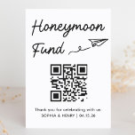 Minimalist Honeymoon Fund QR Code Wedding Sign<br><div class="desc">Looking for a chic, modern way to collect honeymoon contributions from your wedding guests? This personalized honeymoon fund sign with a scannable QR code is the perfect solution! Guests can easily scan the code to contribute to your dream honeymoon, adding convenience to your special day. The minimalist black-and-white design pairs...</div>