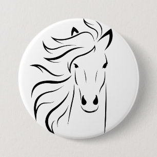 Minimalist HORSE Drawing Button