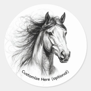 Minimalist Horse Line Art Drawing Sticker