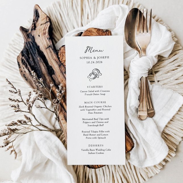 Minimalist Horseshoe | Black and White Wedding Menu (Creator Uploaded)